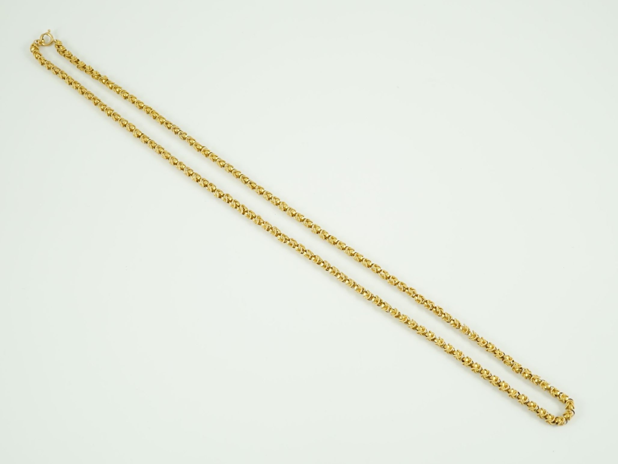 A 20th century 750 yellow gold fancy link necklace